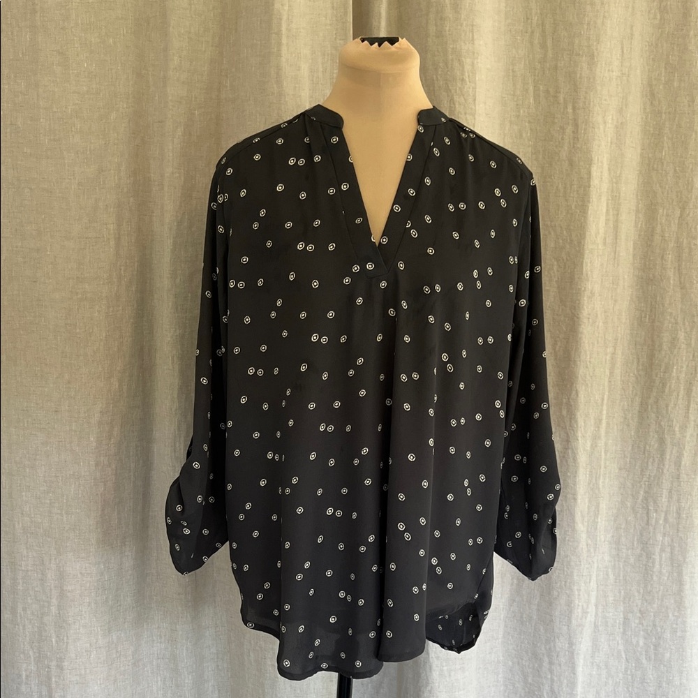 Lush Black and White Polka Dot Blouse